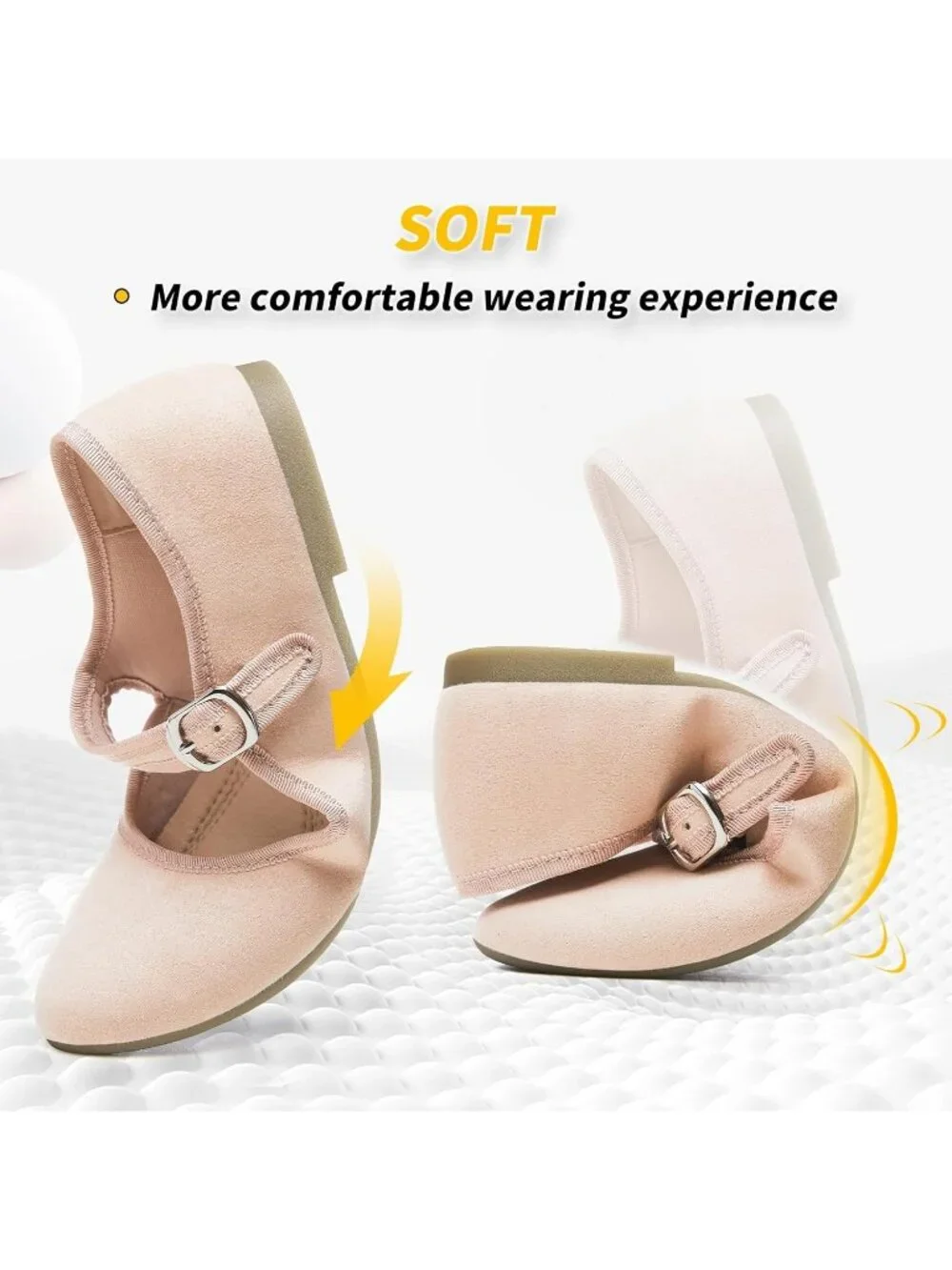 Women's Nude Mary Jane with Strap Faux Suede Black Flats Shoes Comfortable